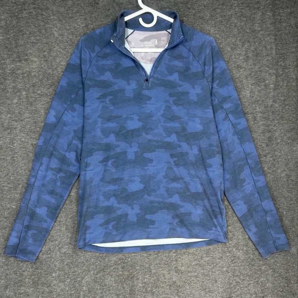 Johnnie o Galloway Performance Camo‎ 1/4 Zip Pullover Mens Small Blue camouflage